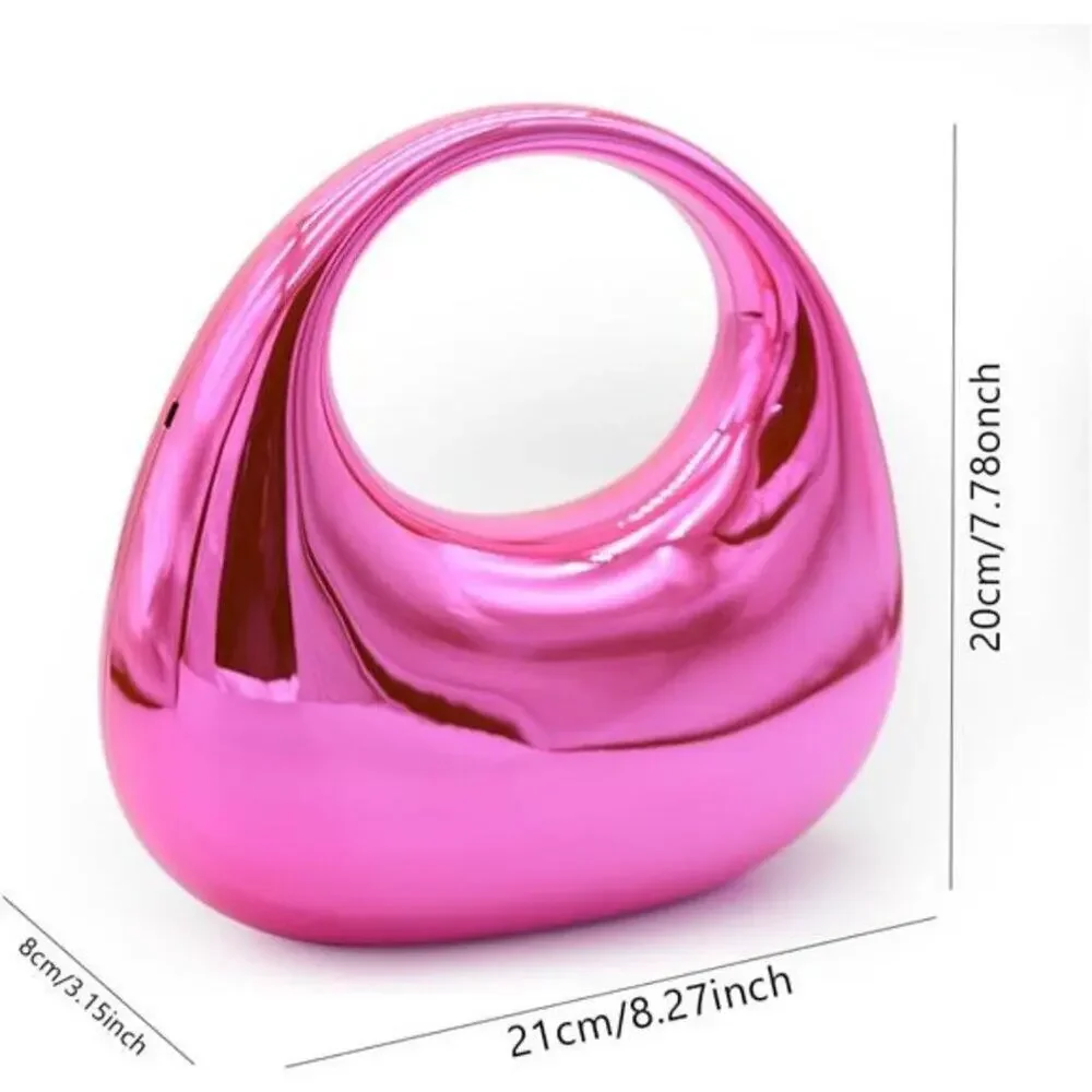Pink Acrylic Evening Clutch for Women – Metallic Moon Design Party Purse